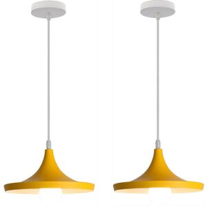 Wottes - Modern Ceiling Pendant Light Yellow Indoor Hanging Lamp Adjustable Chandelier 2Pcs