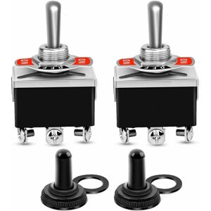 2pcs 6 Pin/3 Position Heavy Duty Toggle Switch 0250V/15A DPDT On/Off/On Switch with Waterproof Cap-DENUOTOP