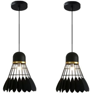 Wottes - 2 Pieces Modern Ceiling Pendant Light Badminton Chandelier Lampshade Adjustable Hanging Lamp