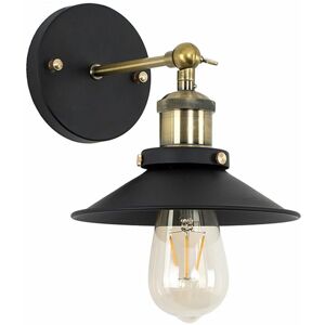 Valuelights - 2 x Industrial Black & Antique Brass Wall Lights s - Add led Bulbs