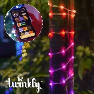 20m Smart App Controlled Twinkly Dot LED Lights, Black Cable Multi Colour Change Control Indoor Home Dimmable - Multi Coloured Red Blue Green Yellow