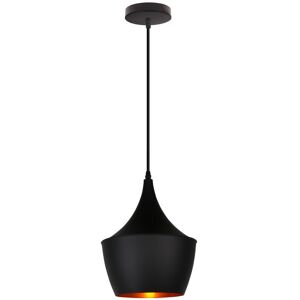 AXHUP Pendant Lighting Fitting Modern Hanging Ceiling Light Fixtures with Ø22cm Black Lampshade Retro Industrial Metal Musical Instrument Shape Chandelier