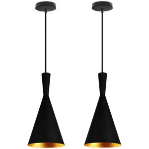 Wottes - E27 Modern Pendant Ligh Adjustable Hanging Ceiling Lamp Black Metal Chandelier 2Pcs