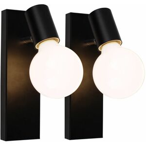 WOTTES 2Pcs Wall Light Fitting Vintage Indoor Wall Lamp Fixtures Rotatable Metal Wall Sconce Black