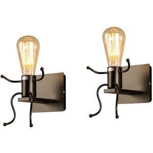 AXHUP 2X Modern Wall Light Creative Wall Lamp Human Shape Wall Sconce Black