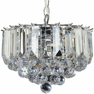 LOOPS 3 Light Chandelier Pendant chrome & acrylic Shade Hanging Ceiling Lamp Holder