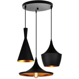 Wottes - 3 Lights Ceiling Pendant Lamp Retro Industrial Chandelier Shade for Kitchen Island Bar Cafe