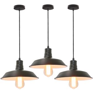 Wottes - Modern Ceiling Pendant Light Metal Hanging Lamp Adjustable Chandelier Black and White 3 Pcs