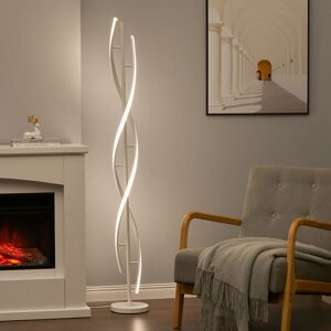 Livingandhome - White 60W Spiral Standing Floor Lamp