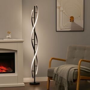 Livingandhome - 60W Spiral Standing Floor Lamp, Black