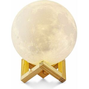 LANGRAY 3D Moon Lamp, led Night Light Touch Luna Lamp 3 Colors, 15cm/5.9inch Diameter, usb Rechargeable Moon Night Light for Bedroom Living Room Cafe