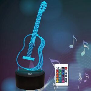 HÉLOISE 3D Night Light Guitar Gifts for Music Lovers, 3D Illusion Lamp with Remote Control and 16 Colors Changing Amazing Idea Choice for Musical Instrument