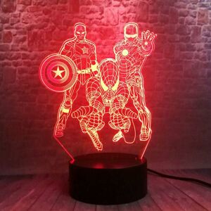 HÉLOISE 3D Night Light Illusion Light Avengers Iron Man 3D Led Night Lights 7 Color Change Miracle Spiderman Captain America Figure Toys