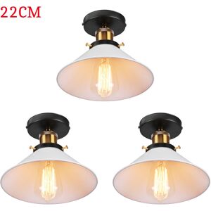 Axhup - 3PCS Ceiling Light Vintage Retro Ceiling Lamp Industrial Iron Lampshade 22cm for Bedroom Kitchen Loft White