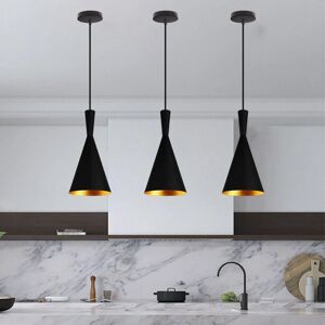 Wottes - E27 Modern Pendant Ligh Adjustable Hanging Ceiling Lamp Black Metal Chandelier 3 Pcs