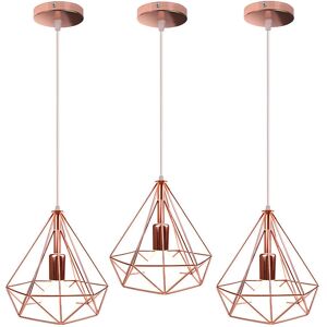 Wottes - Industrial Ceiling Pendant Light Adjustable Hanging Lamp Ø25CM 3 Pcs Chandelier