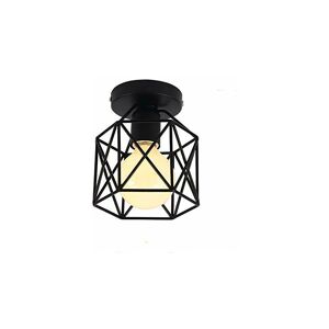 Axhup - Ceiling Light Fixture Vintage Industrial Simple Black Ceiling Lamp Metal Cage Chandelier with Lampshade for Living Room Hallway 1PCS
