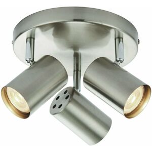 LOOPS 3x Adjustable Head Ceiling Spotlight Satin Chrome Round GU10 Kitchen Downlight