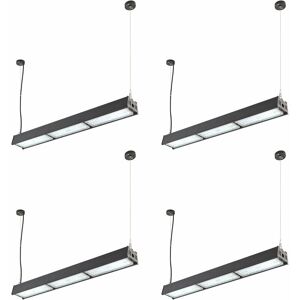 LOOPS 4 pack Low Bay Warehouse Pendant Light - 150W Daylight White led - Matt Black