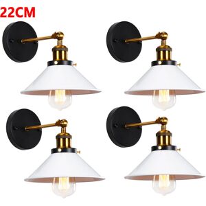 AXHUP 4 Pack Wall Light Industrial Ceiling Light Edison Style Metal Ceiling Lamp Retro with 180 Degree Rotation Ø22cm for Living Room Bedroom Loft White