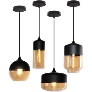 WOTTES 4 Pcs Indoor Pendant Light Industrial Vintage Hanging Lamp Shade Glass Chandelier for Restaurant