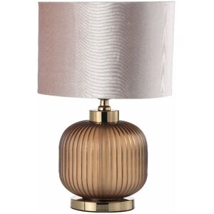 Vanity Living - 44.5cm Living Room Table Lamp with Glass Base, Buffet Bedside Lamp for Bedroom - Brown/Champagne