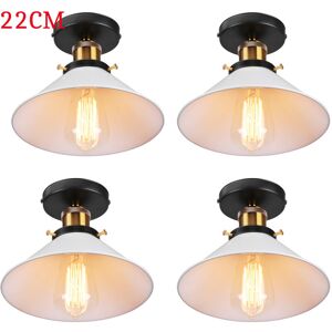 Axhup - 4PCS Ceiling Light Vintage Retro Ceiling Lamp Industrial Iron Lampshade 22cm for Bedroom Kitchen Loft White