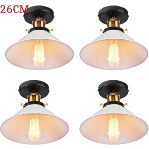 Axhup - 4PCS Ceiling Light Vintage Retro Ceiling Lamp Industrial Iron Lampshade 26cm for Bedroom Kitchen Loft White