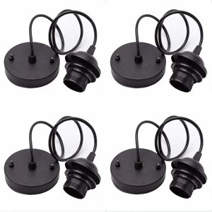 4pcs Vintage Chandelier KitVintage E27 Edison Lamp Holder With 100mm Cable For Pendant Light Bulb (Black) Groofoo