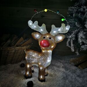 Samuel Alexander - 50cm Indoor Outdoor Acrylic Reindeer Decoration with Cool White LEDs and Flashing Headdress