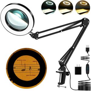 PESCE 5X Magnifying Glass with Light, Lighted Magnifying Glass Magnifying Lamp 3 Color Modes Stepless Dimmable 8-Diopter Real Glass Lens Magnifier with