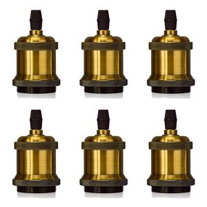 WOTTES Retro E27 Lamp Holder Edison Screw Light Socket Metal Lamp Base diy Pendant Socket 6 Pcs Brass