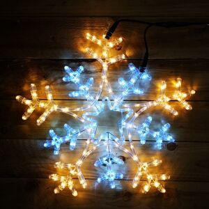 PREMIER DECORATIONS 66cm Christmas Flashing Cool and Warm White Multi Function Snowflake Rope Light 216 led lights Outdoor and Indoor