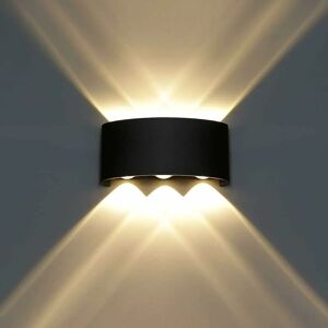 6W Aluminum LED Indoor Wall Light, Modern Wall Lamp Up Down Spot Lamp for Living Room Bedroom Hall Staircase Pathway (Warm White) - Black GROOFOO