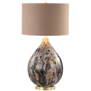 Vanity Living - 79cm Living Room Table Lamp with Glass Base, Bedside Buffet Lamp for Bedroom with Linen Shade - BrownGold