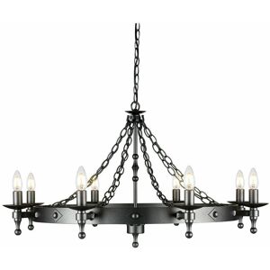 LOOPS 8 Bulb Chandelier Wrought Iron Style Chain Graphite Finish Black led E14 60W
