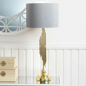 Vanity Living - 83cm Table Lamp for Bedroom Furniture, Luxury Bedside Buffet Lamp with Faux Silk Shade - Gold/ Grey