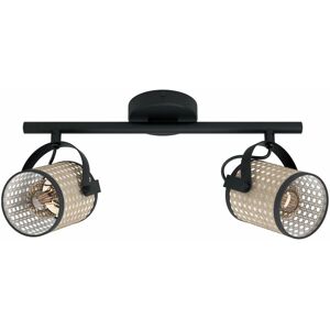 LOOPS Adjustable 2 Bulb Ceiling Spotlight Black Round Shade 40W E27 Kitchen Island