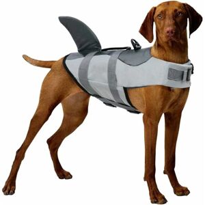 Denuotop - Adjustable Dog Life Vest with Soft Handle Flotation Life Vest for Pet Pool, Beach, Boating Gray, l