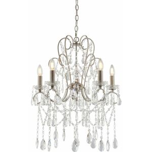 LOOPS Aged Silver Ceiling Chandelier - 5 Bulb Light Decorative Ceiling Pendant Fitting