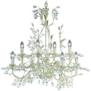 Almandite - 8 Light Chandelier Cream/Gold Floral Leaves Design, E14 - Searchlight