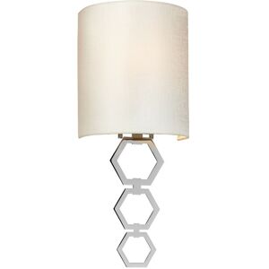 Clark Small 1 Light Wall Light, Polished Chrome, Ivory Faux Silk Shade - Elstead