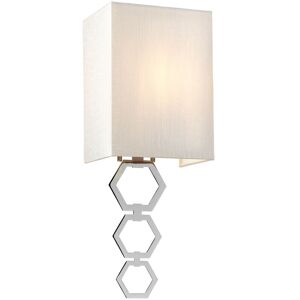 Ria Small 1 Light Wall Light, Polished Chrome, Ivory Faux Silk Shade - Elstead