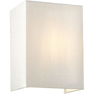 LightBox Riley Small Square Wall Light with Polished Chrome, Ivory Faux Silk Shade - Elstead