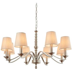 Astaire - 8 Light Multi Arm Chandelier Satin Nickel Finish, E14 - Endon