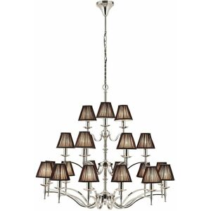 LOOPS Avery Ceiling Pendant Chandelier Light 21 Lamp Bright Nickel & Black Pleat Shade