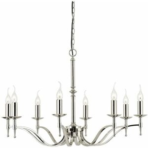 LOOPS Avery Ceiling Pendant Chandelier Light 8 Lamp Bright Nickel Curved Candelabra