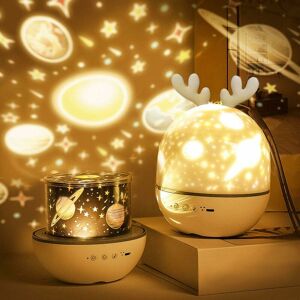 HÉLOISE Baby Night Light Projector, Children's led Night Light, Musical and Light Lamp 360° Rotation, 8 Songs, 6 Projection Films, Star Projector Lamp for