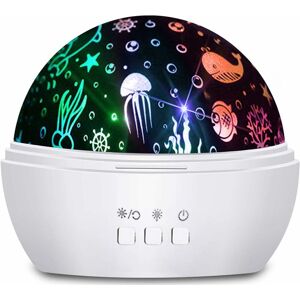 Groofoo - Baby Night Light, Star Night Light Projection Rotation Child Led Projector Lamp and 8 Colors Baby Projection Lamp for Birthday Christmas