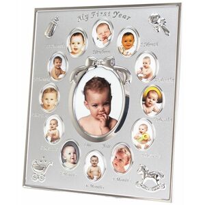 Beautiful My First Year Matt and Nickel Plated Multi Decorative Picture Frame by Happy Homewares Silver
